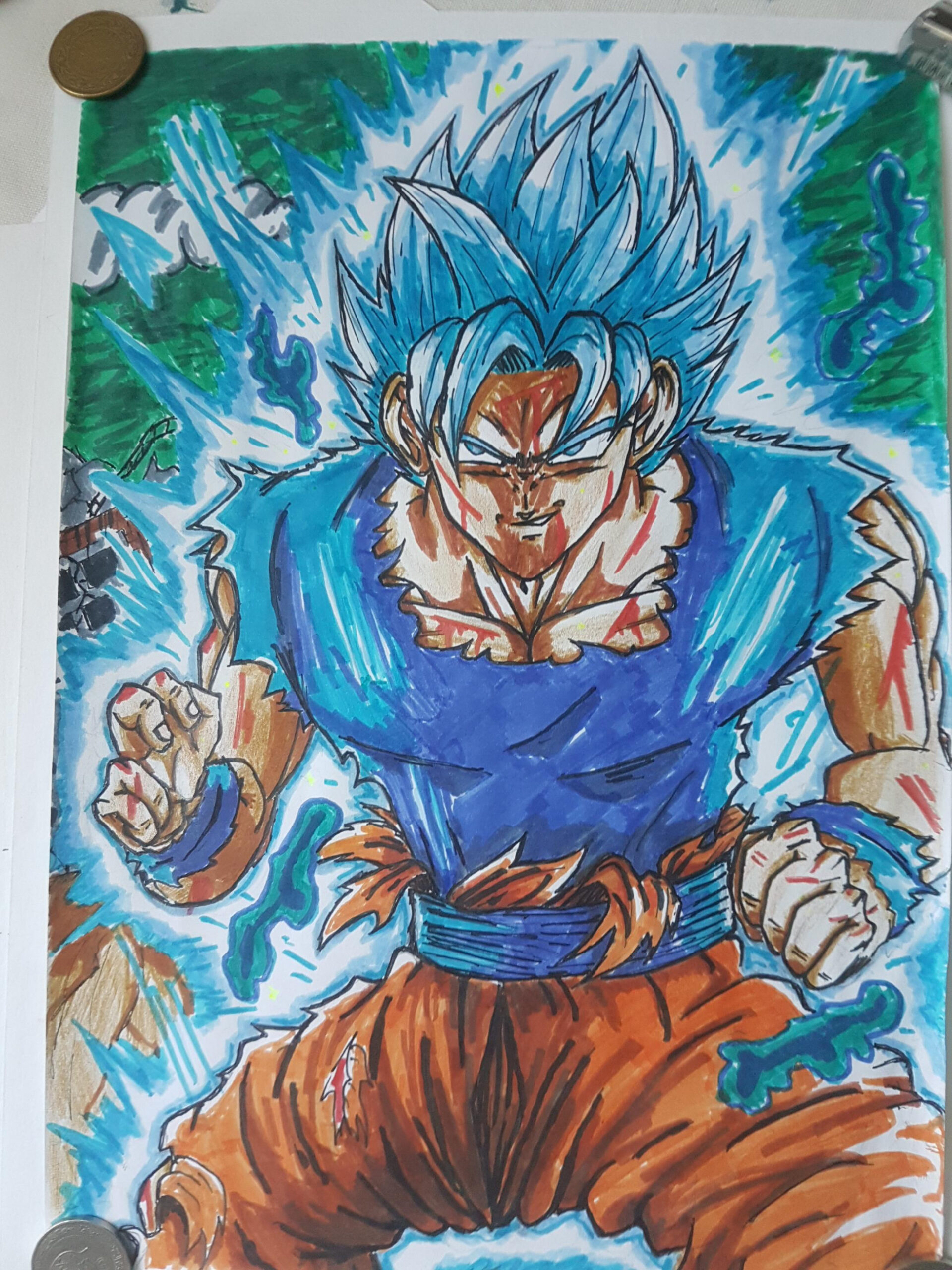 OC] Probably the best drawing i ever made , Goku perfected super