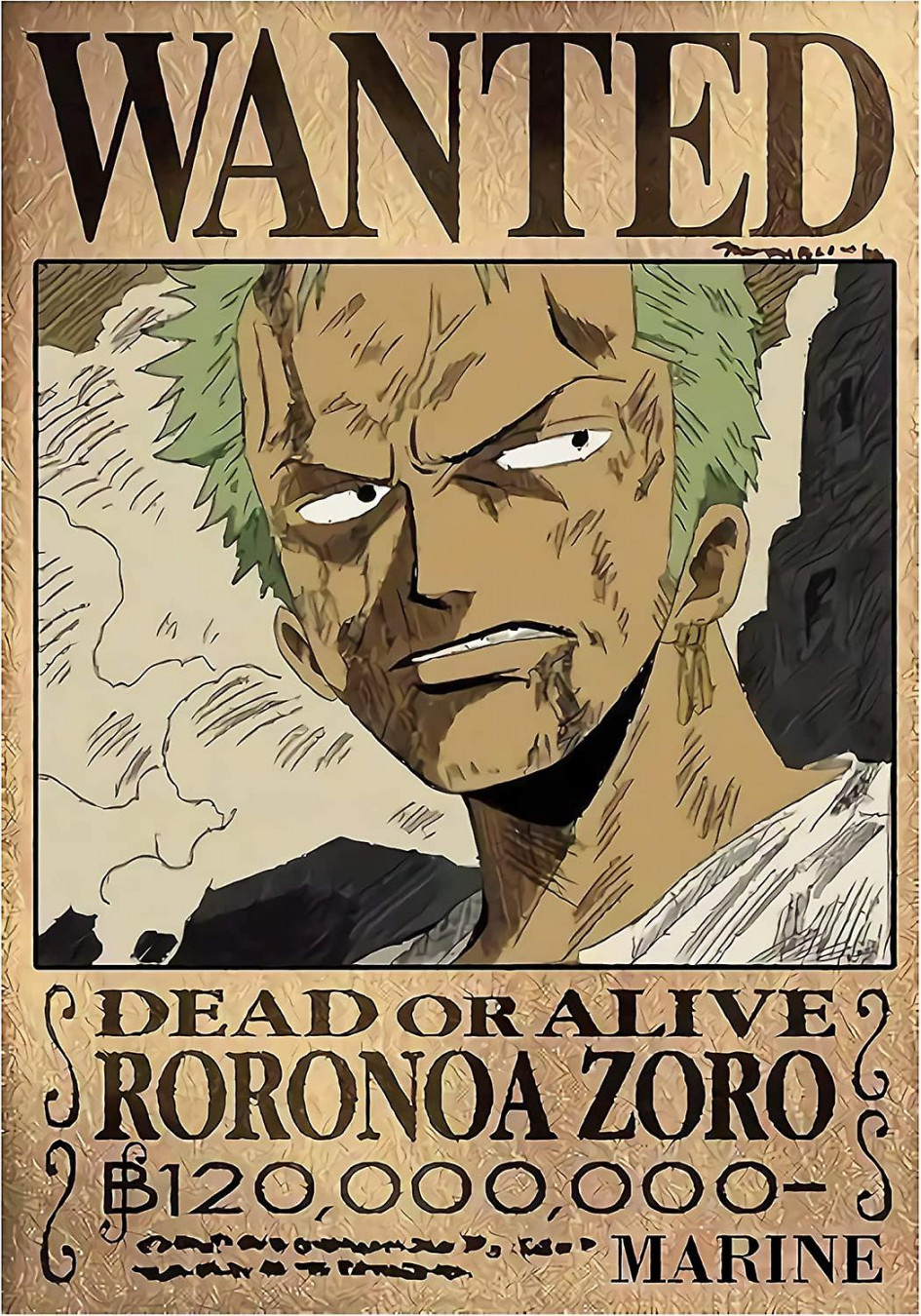 One Piece Roronoa Zoro Poster Japan Anime Metel Zinn Zeichen Dekoratives  Zuhause Ein Stück gesucht Manga Wanddekor Schildx Zoll - -