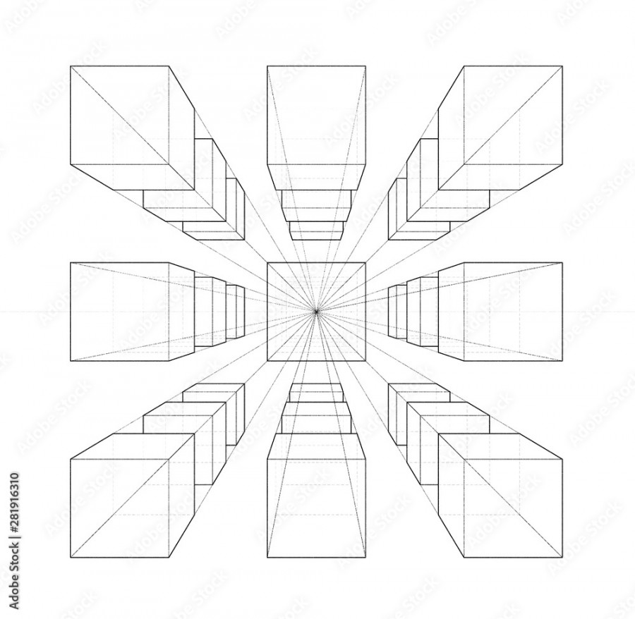 One Point Perspective Drawing Tutorial Stock-Foto  Adobe Stock