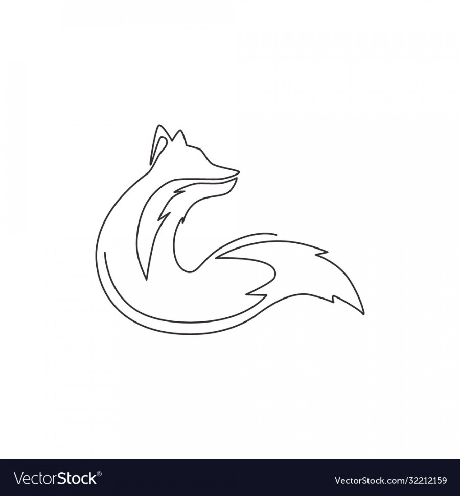 One single line drawing cute fox company logo Vector Image