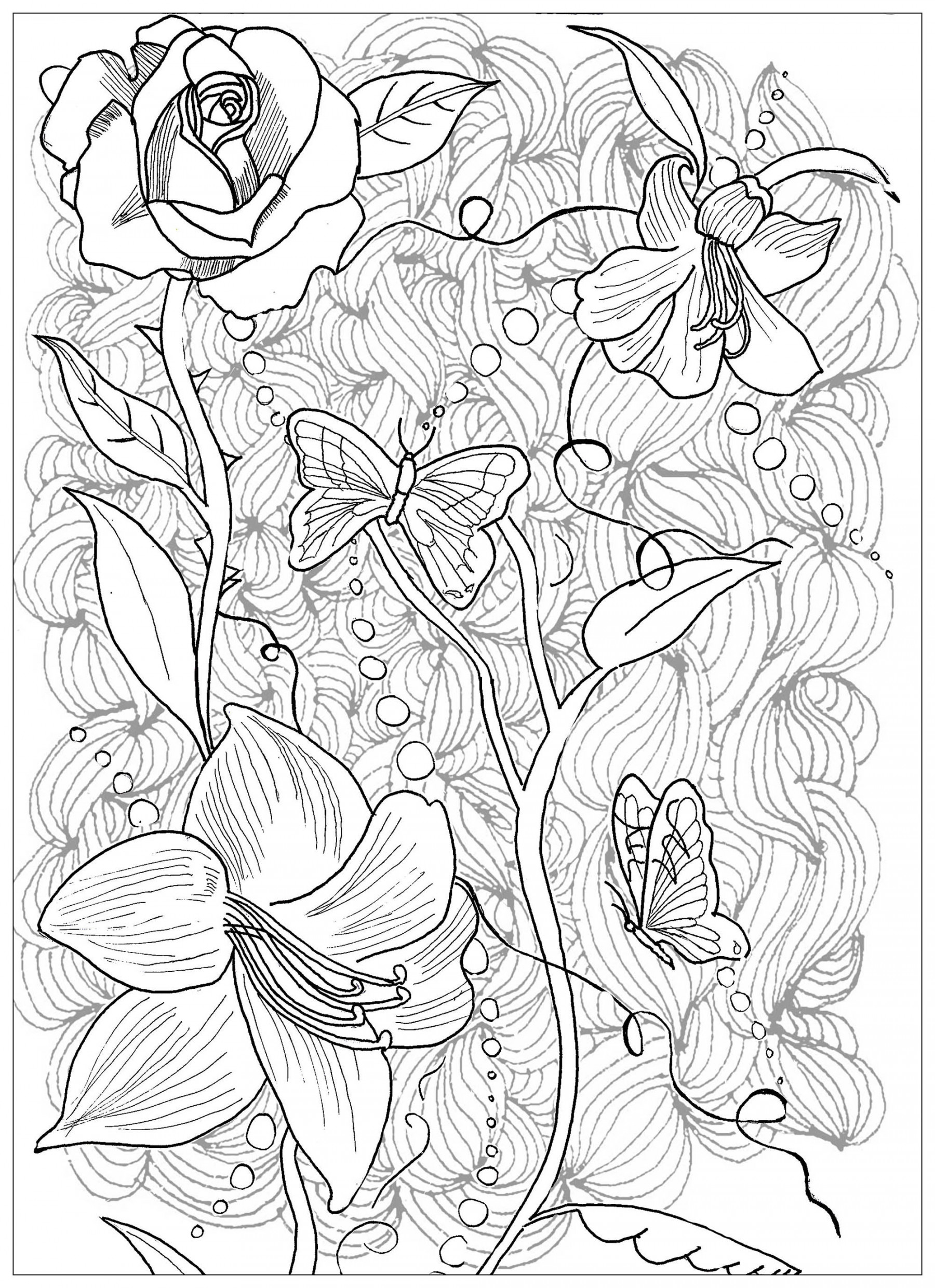 Page Tattoo Flowers Butterfly - Tattoos Adult Coloring Pages