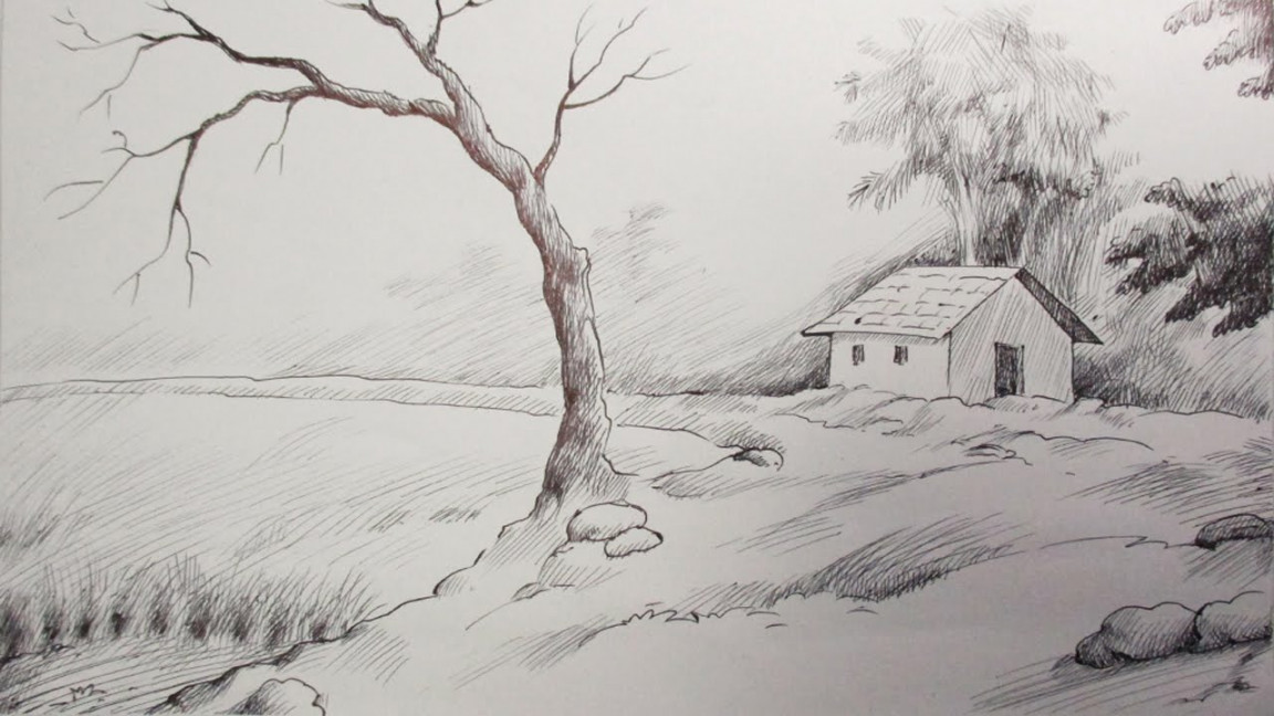 Pen & Ink Drawing Tutorial  How to Draw A Scenery