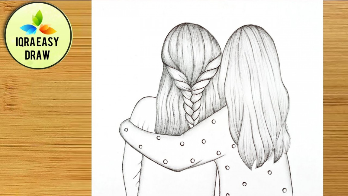 Pencil drawing of two sisters step by step for Beginners  sisters  Drawing Pencil Sketch