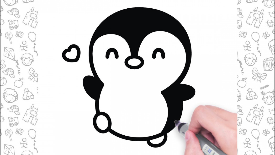 🐧 Penguin Drawing Easy Step by Step  Cute Animal Drawings For Kids💕