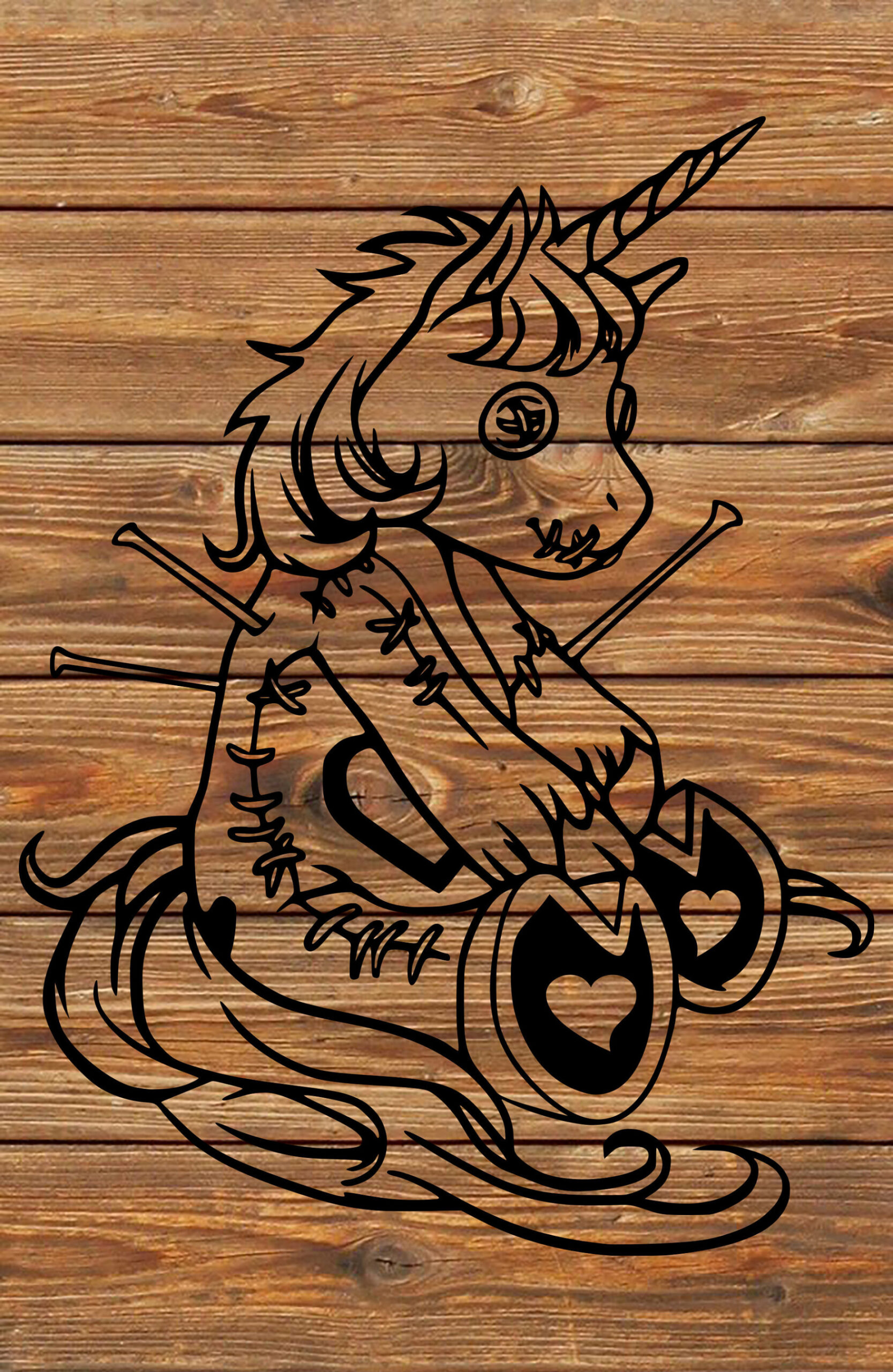 PNG SVG File Voodoo Unicorn Doll Black Magic Stencil Silhouette for Cricut  - Vinyl Cutter