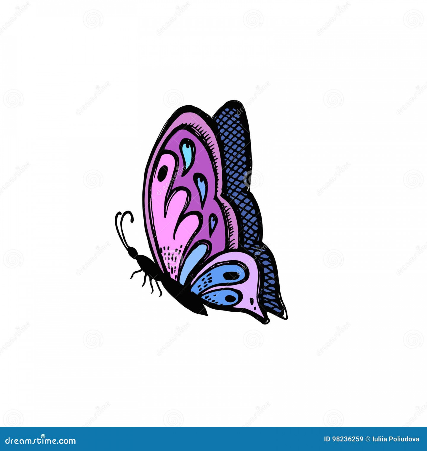 Pop Art Style Butterfly Sticker Stock Illustration - Illustration