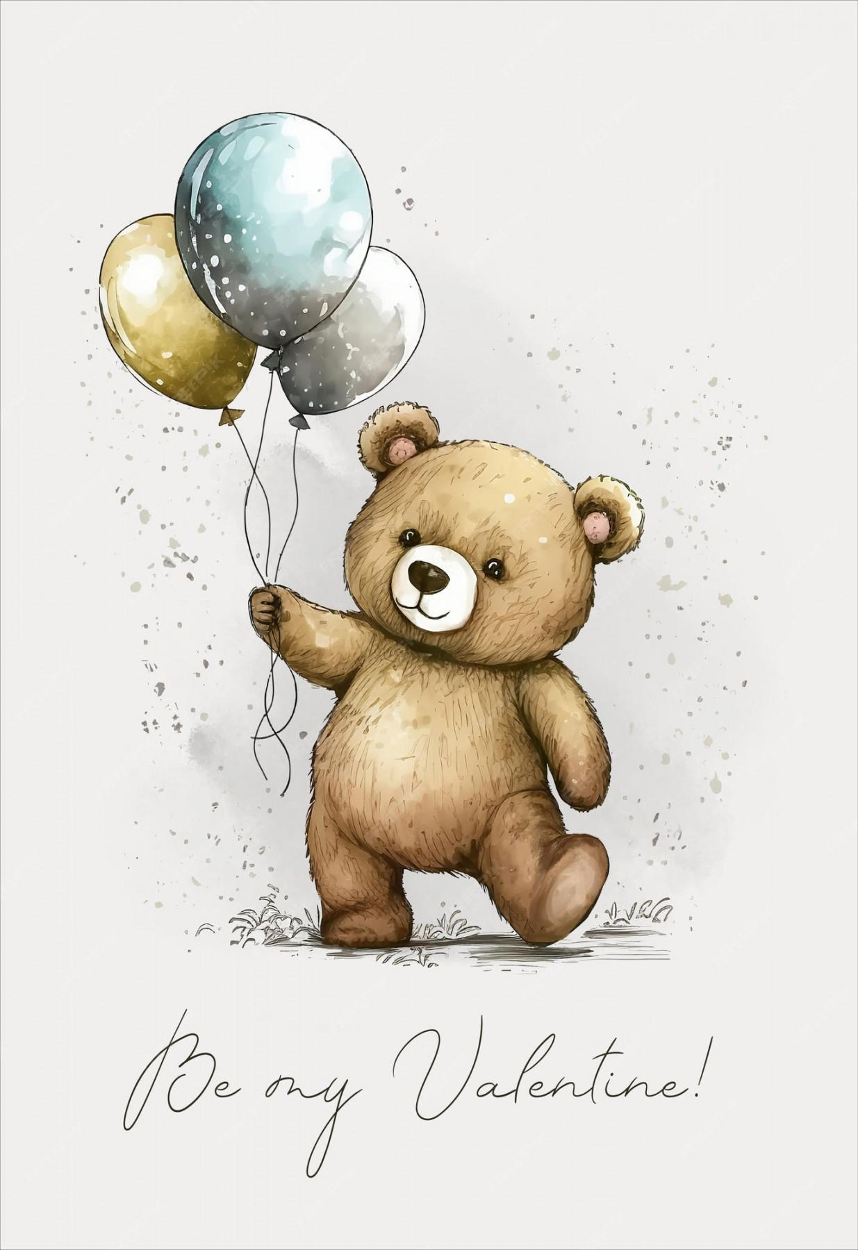 Premium Photo  Cute cartoon teddy bear with a balloon wishes a