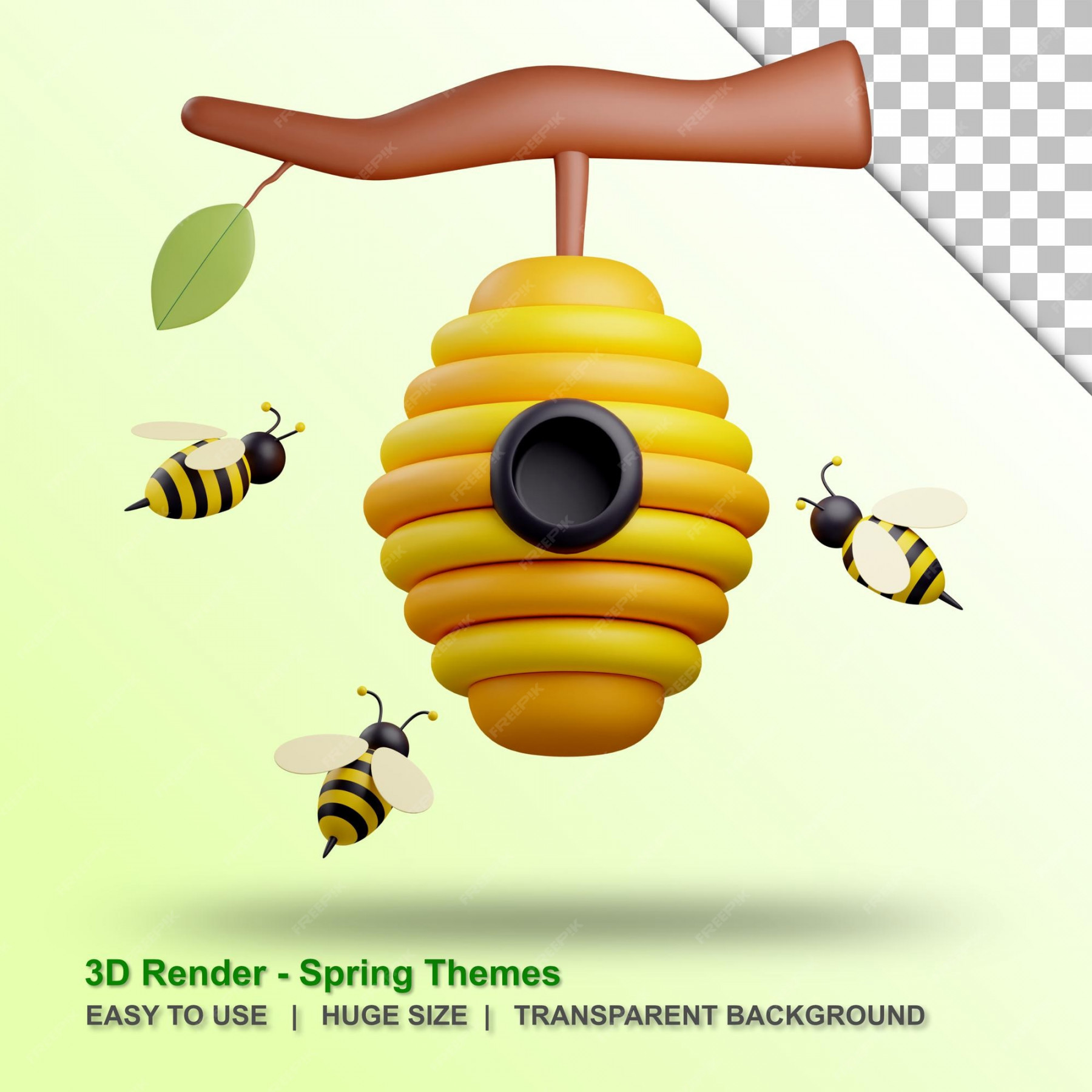 Premium PSD  d beehive illustration with transparent background