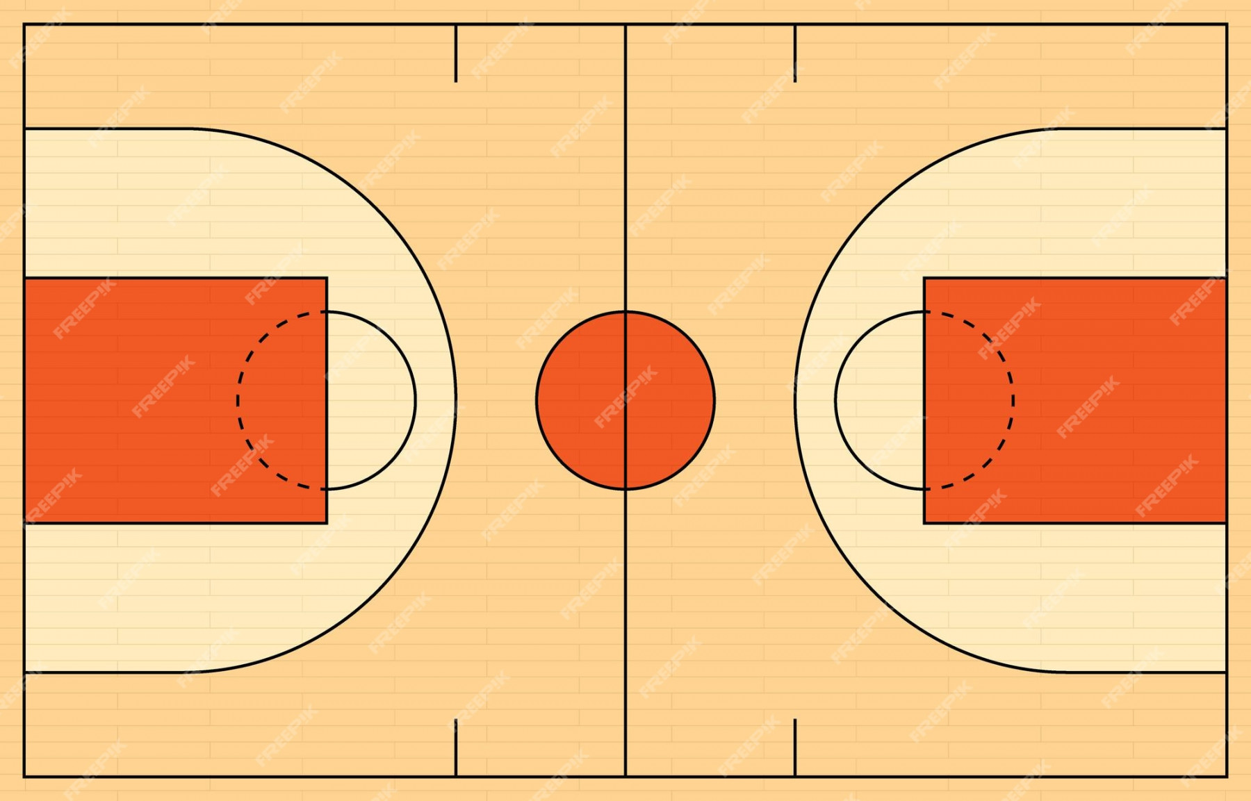 Premium Vector  Basketball court top view layout vector illustration