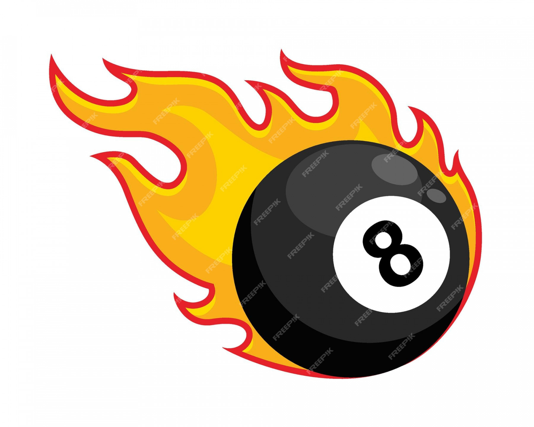 Premium Vector  Billiard ball fire flame  eight pool ball number