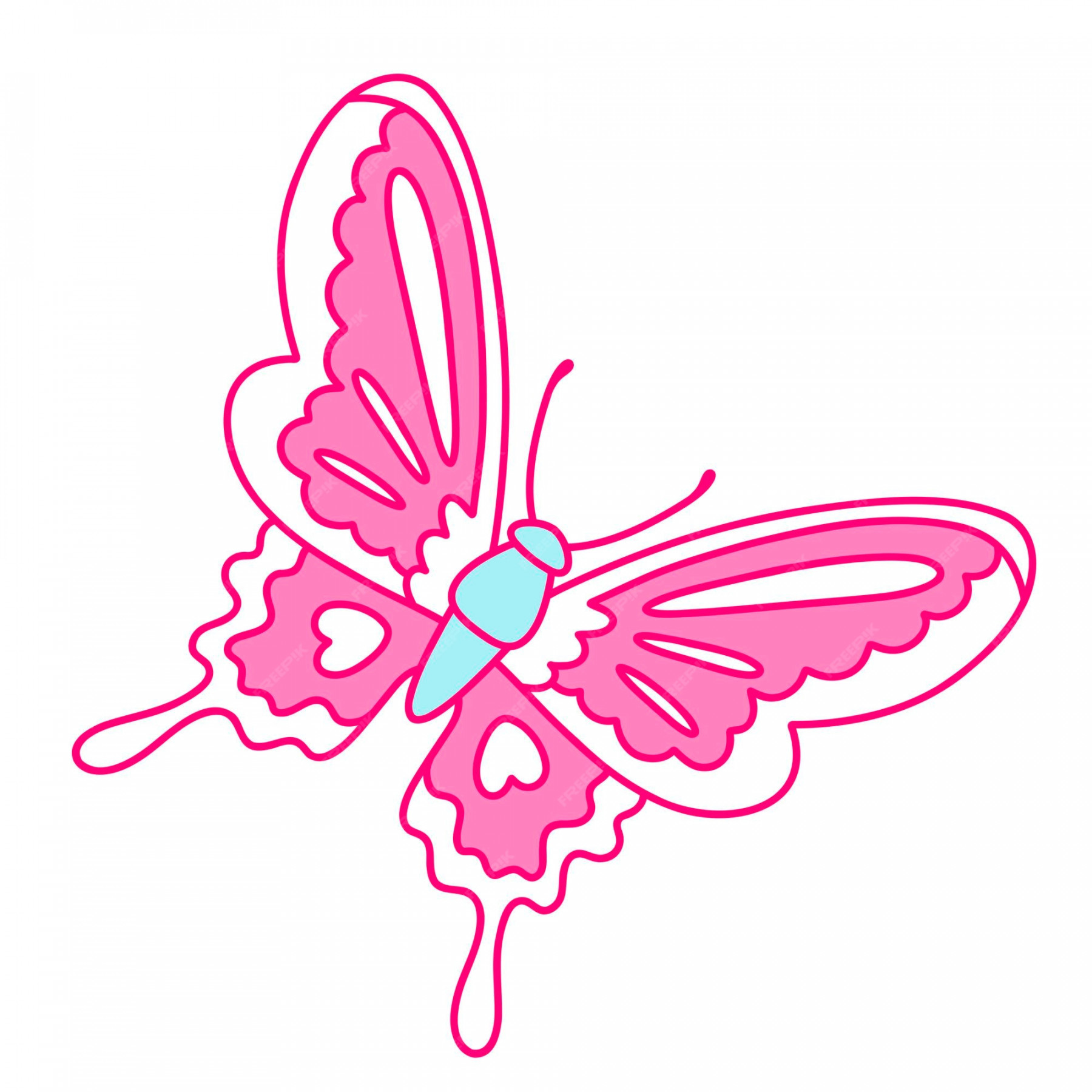 Premium Vector  Butterfly in blue and pink colors nostalgia for