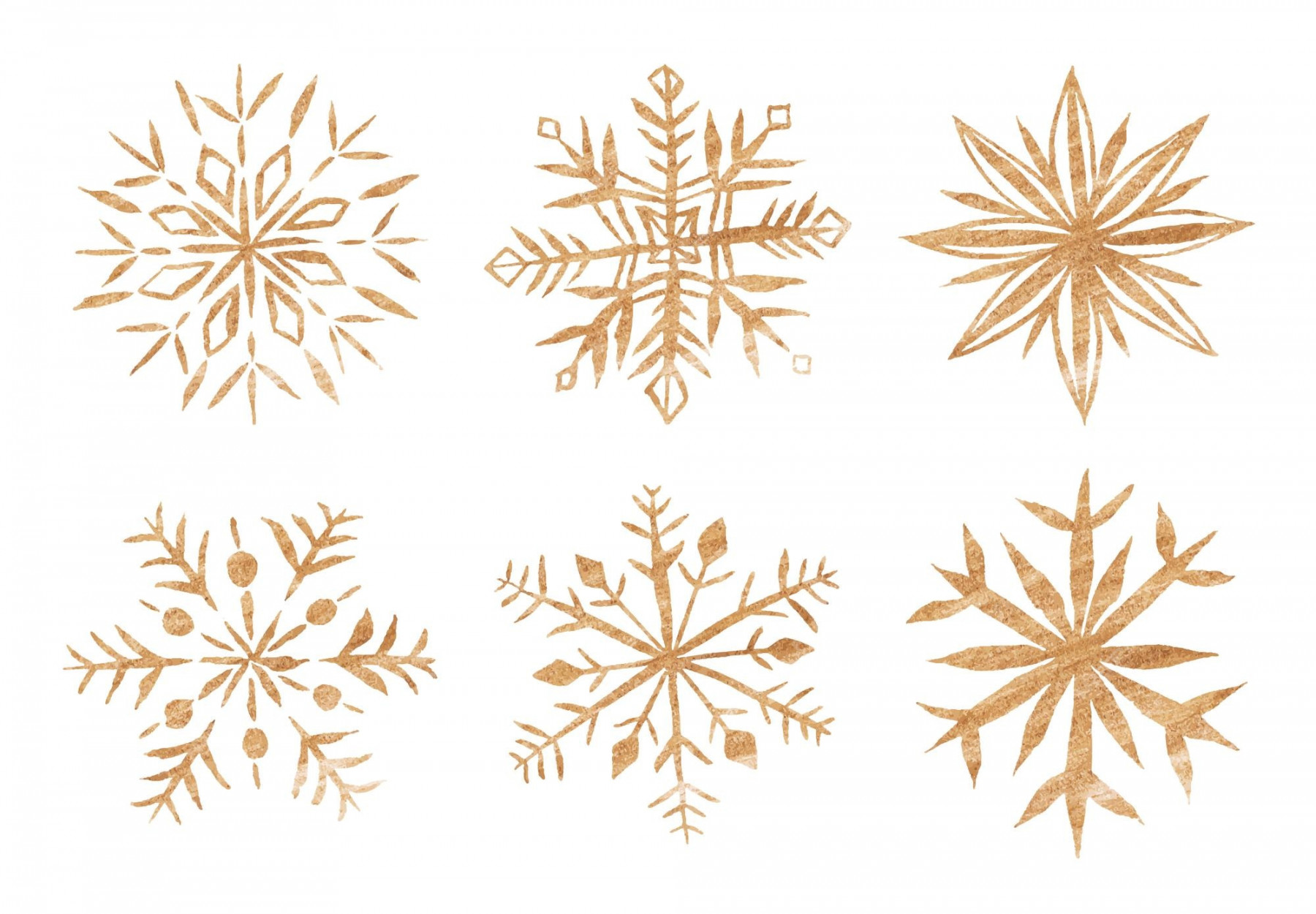 Premium Vector  Collection of six golden snowflakes in watercolor