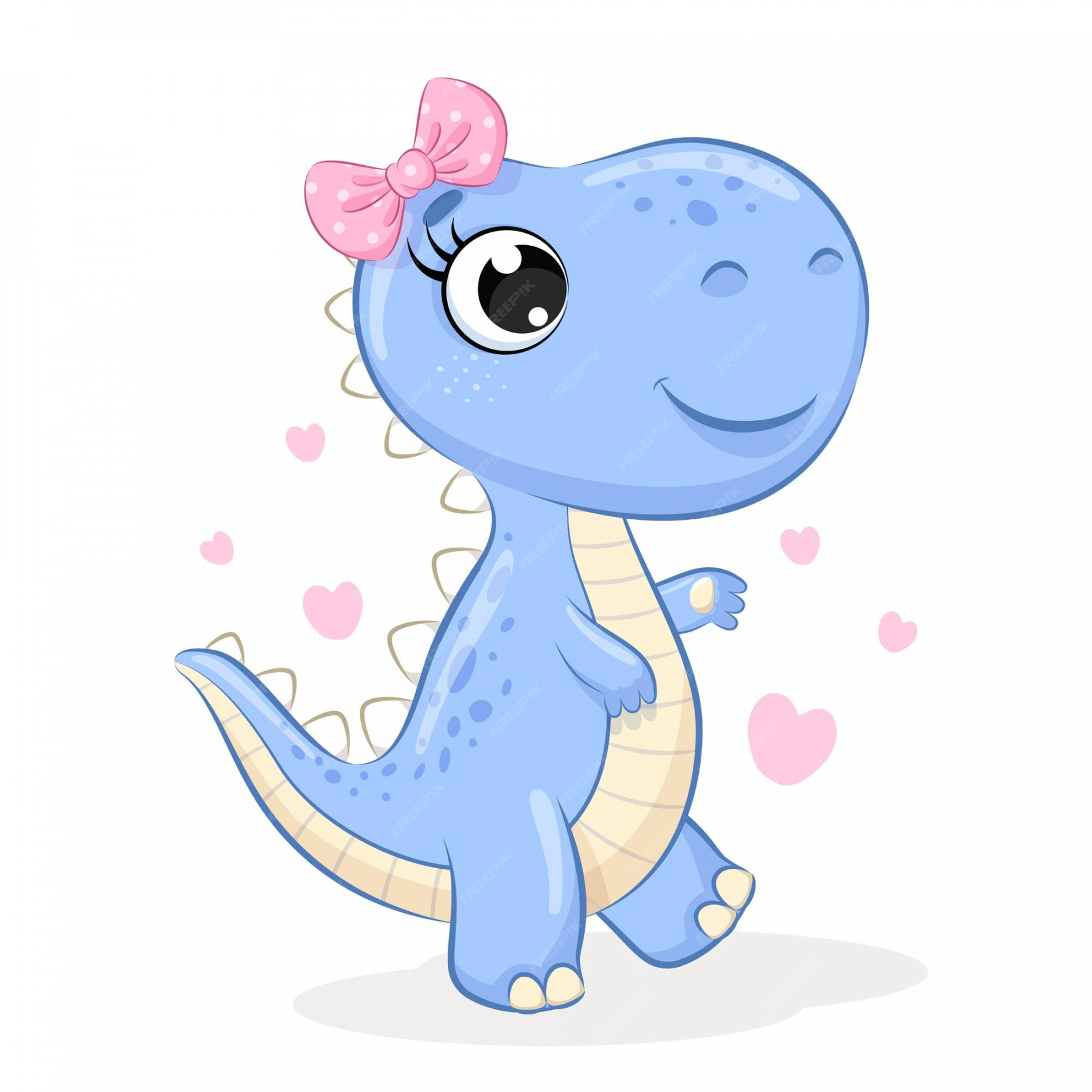 Premium Vector  Cute girl dinosaur with bow cartoon illustration