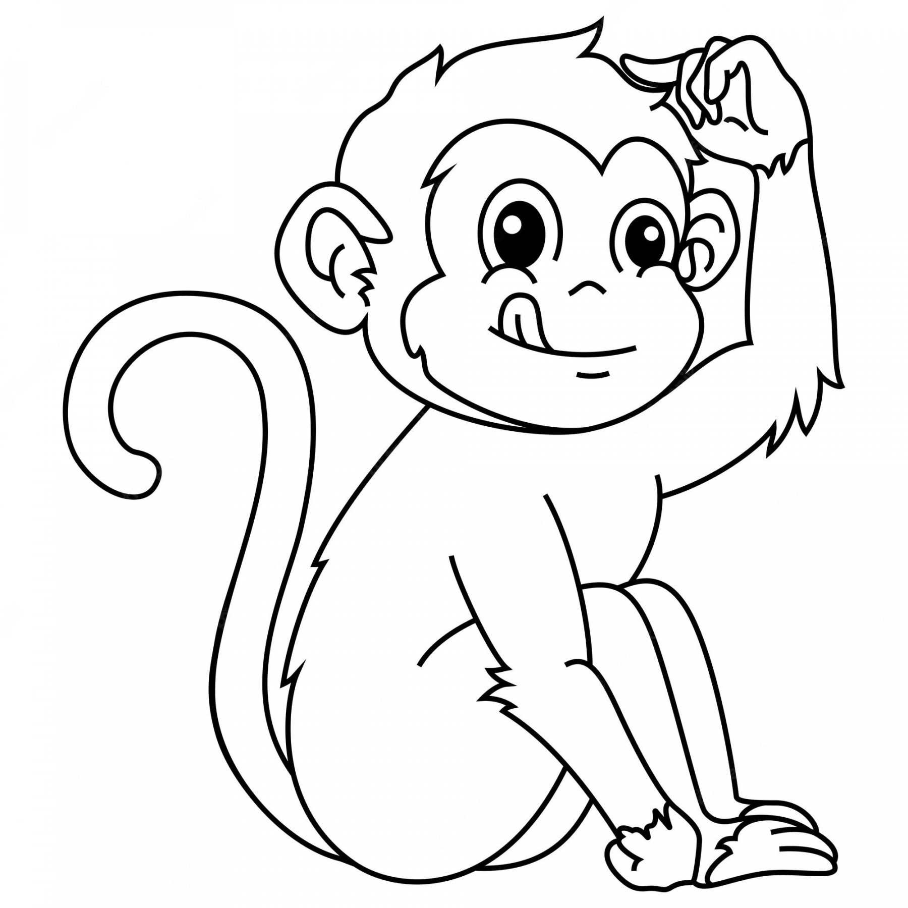 Premium Vector  Illustration of monkey cartoon line art