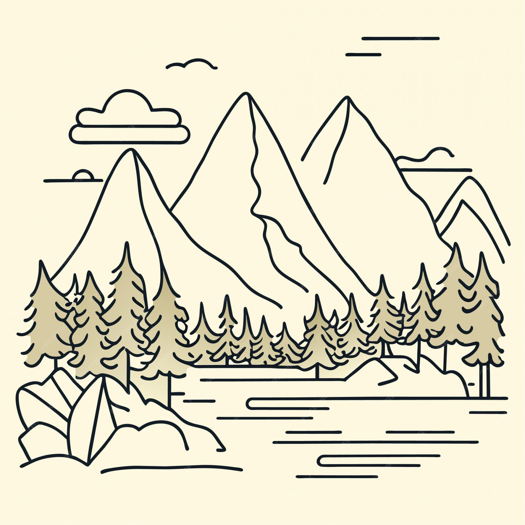 Premium Vector  Nature mountain forest jungle landscape