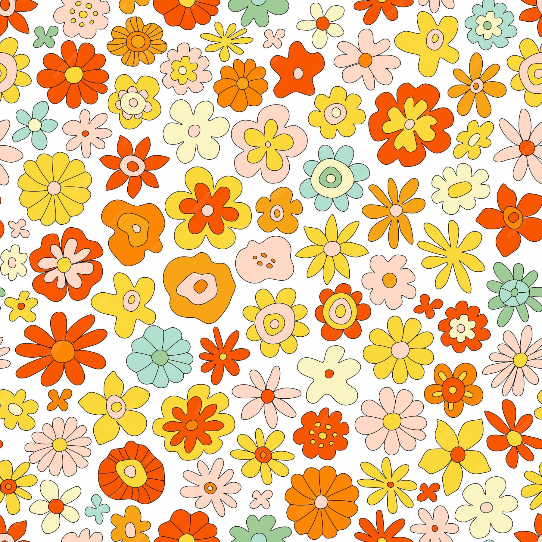 Premium Vector  Retro groovy flower seamless pattern fun hippy