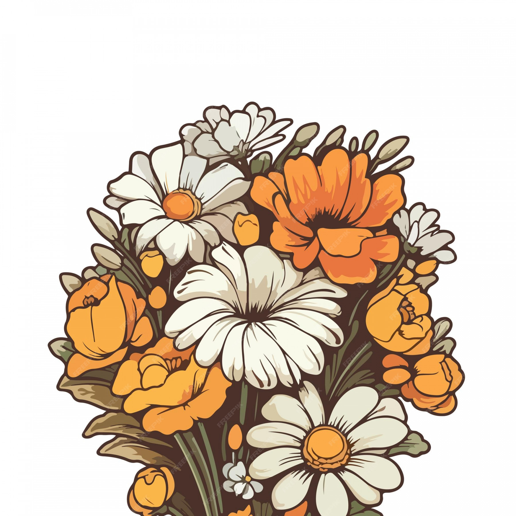 Premium Vector  Romantic natural orange flower bouquet art