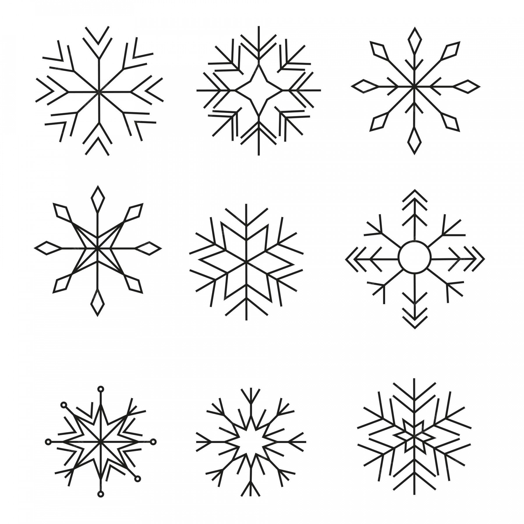 Premium Vector  Snowflakes silhouette set of simple icons outline