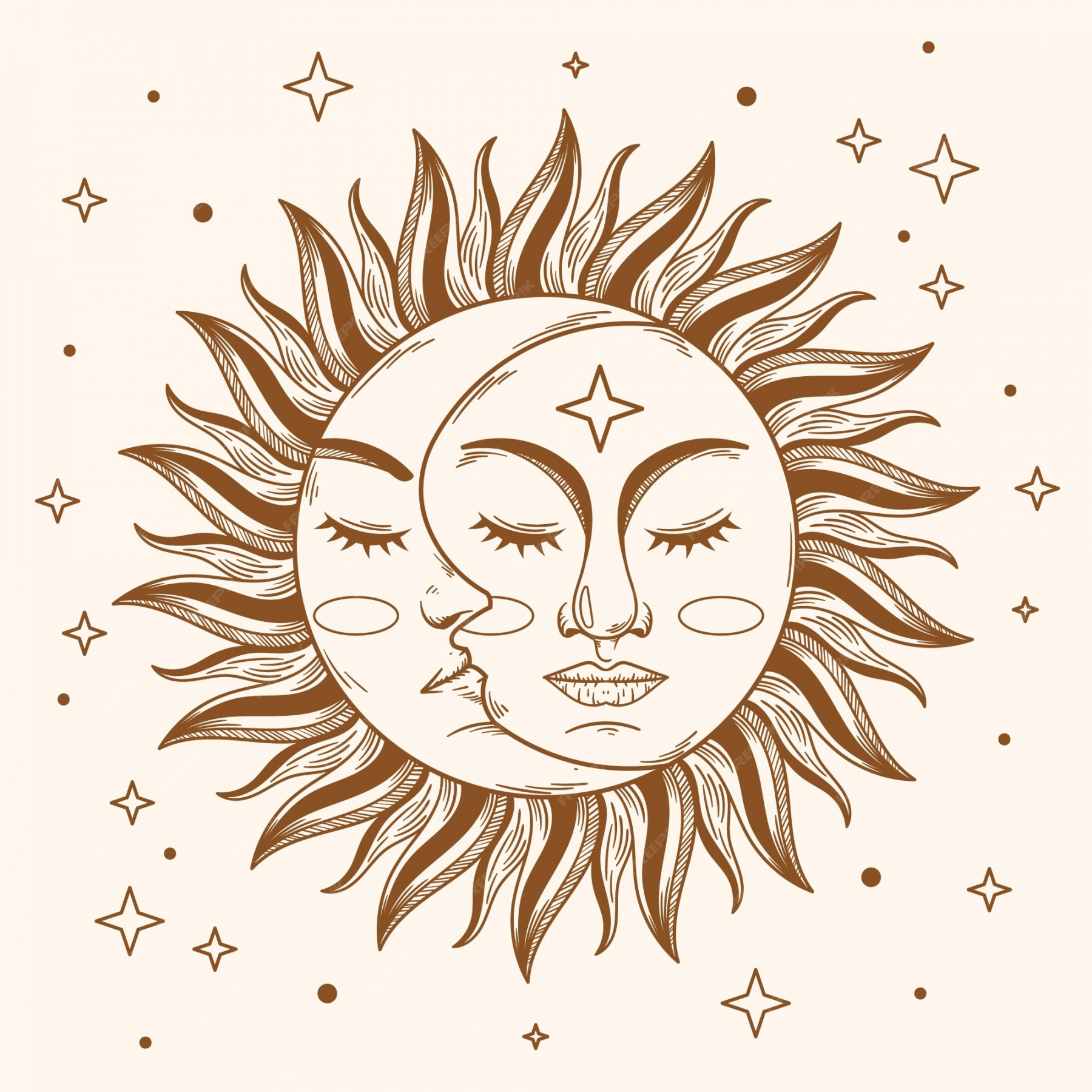 Premium Vector  Sun and moon drawing illustration