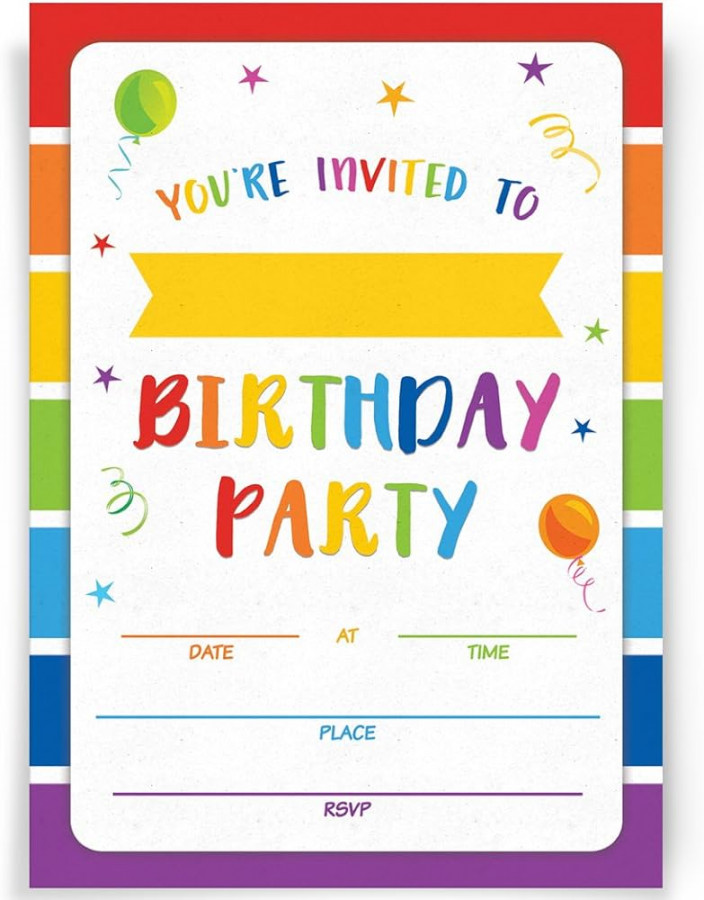 Printed Party Birthday Party Invitations   Invitations and Envelopes   Rainbow Party Invites Ideas and Supplies