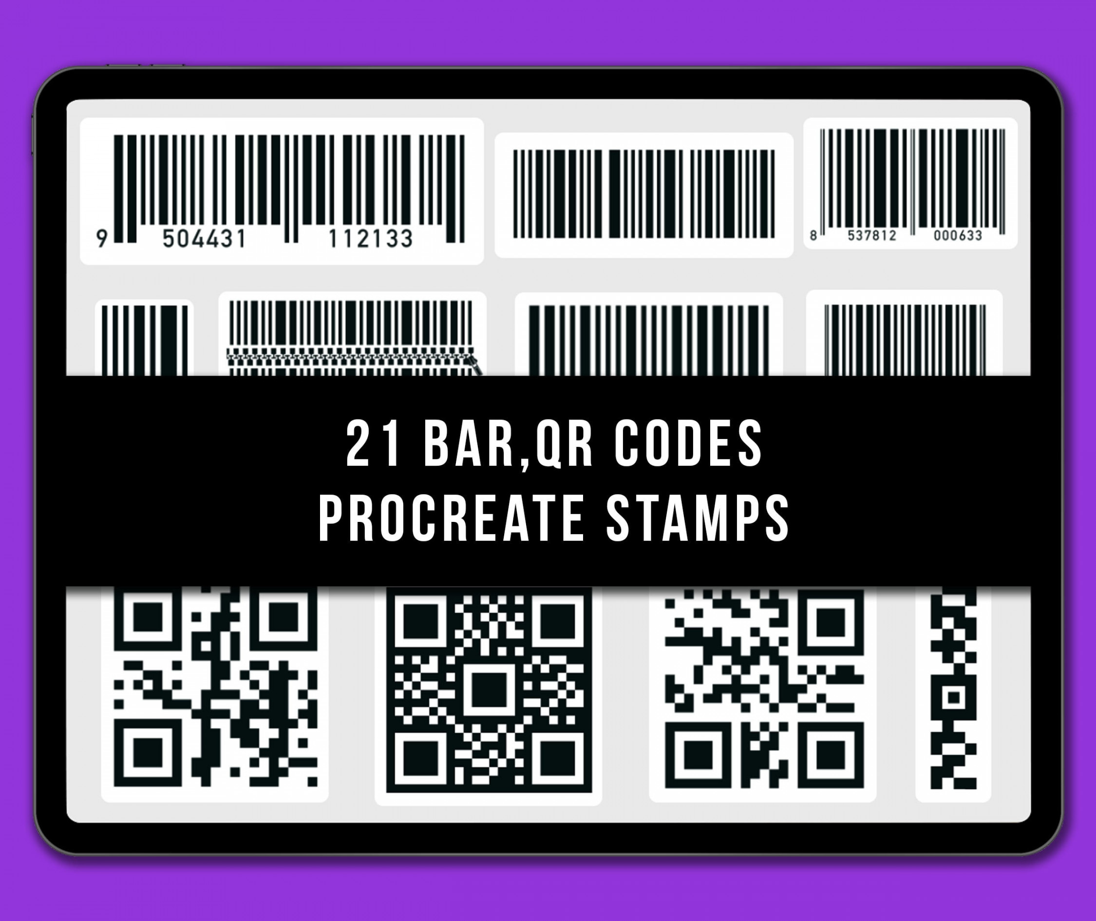 Procreate Bar Code Stamp Brushes QR Code Stamps - Etsy Denmark