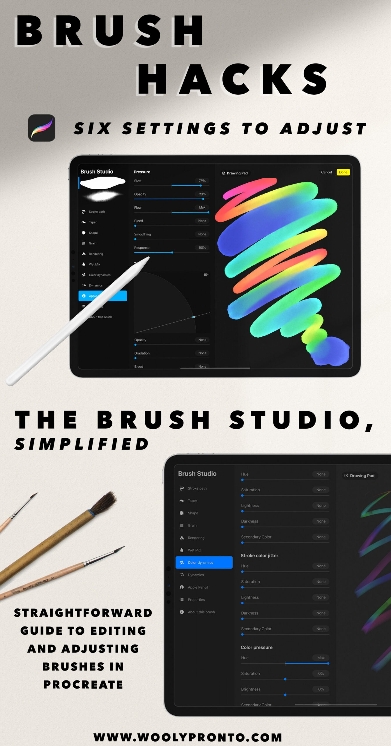 PROCREATE  Brush Studio Explained: Six Brush Settings, Hacks, and