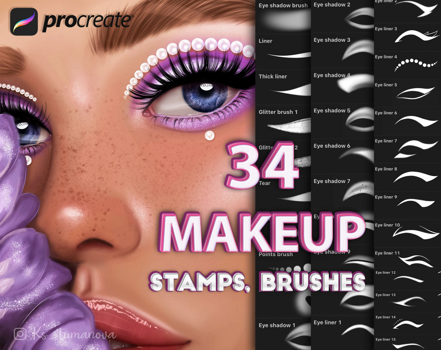 Procreate Makeup Brushes. Procreate Eye Makeup Stamps