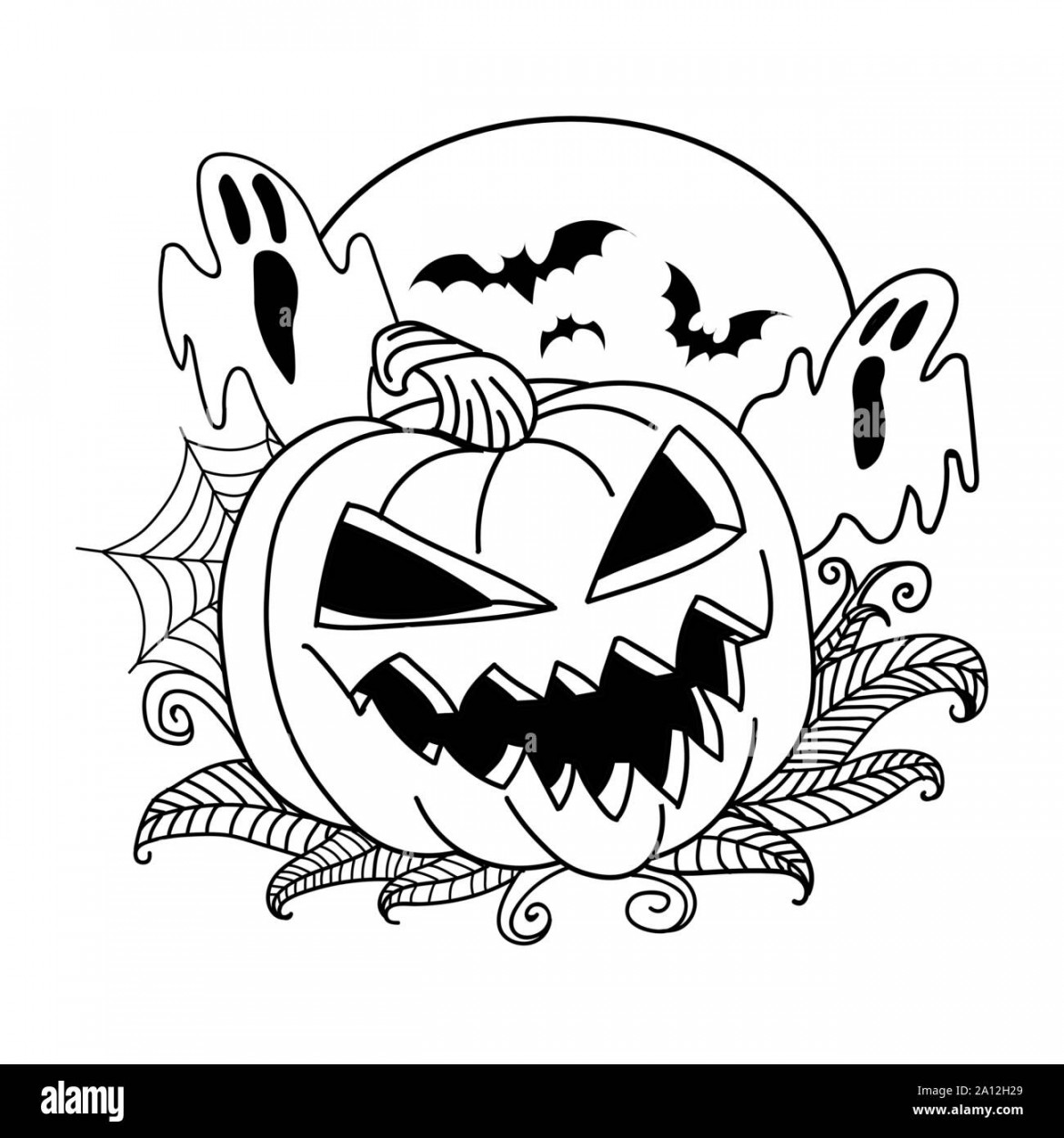 Pumpkin vector drawing. Isolated outline pumpkin halloween