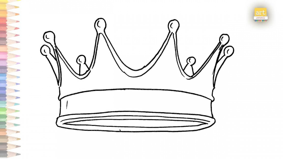 Queen crown drawing easy  How to draw A Crown step by step  Outline  drawings  Art JanaG