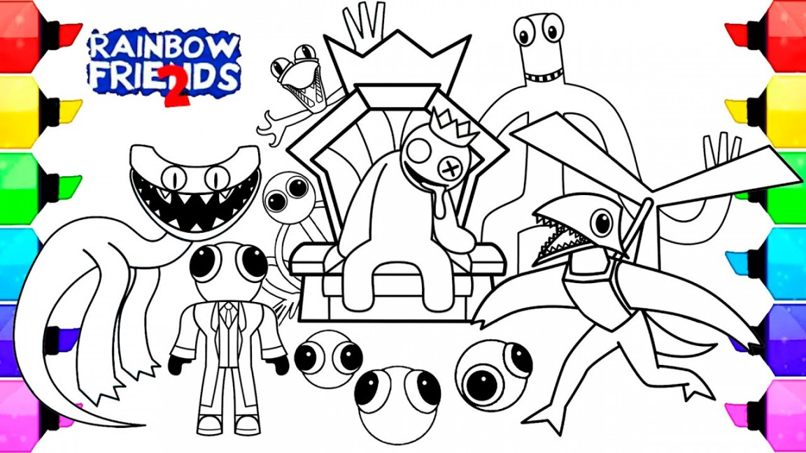 Rainbow Friends Chapter  Coloring Pages / Color ALL New Monsters Rainbow  Friends  / NCS MUSIC