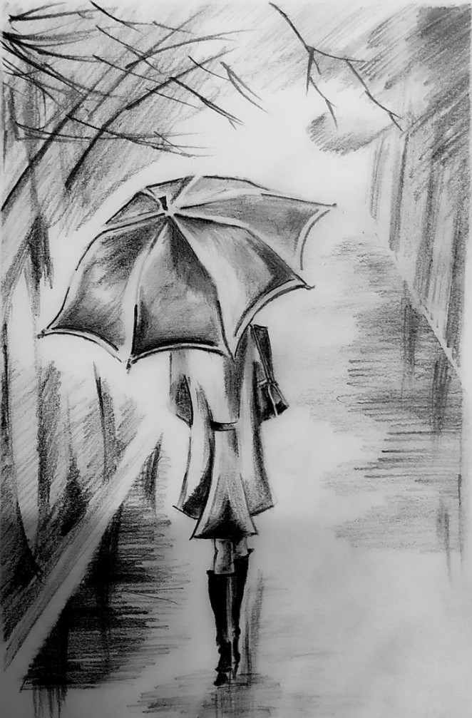 Rainy day  Pencil sketch images, Art drawings beautiful, Nature