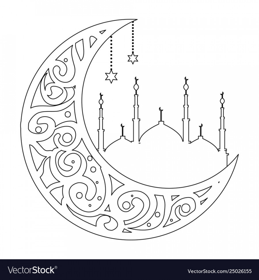 Ramadan kareem moon with jerusalem temple Vector Image
