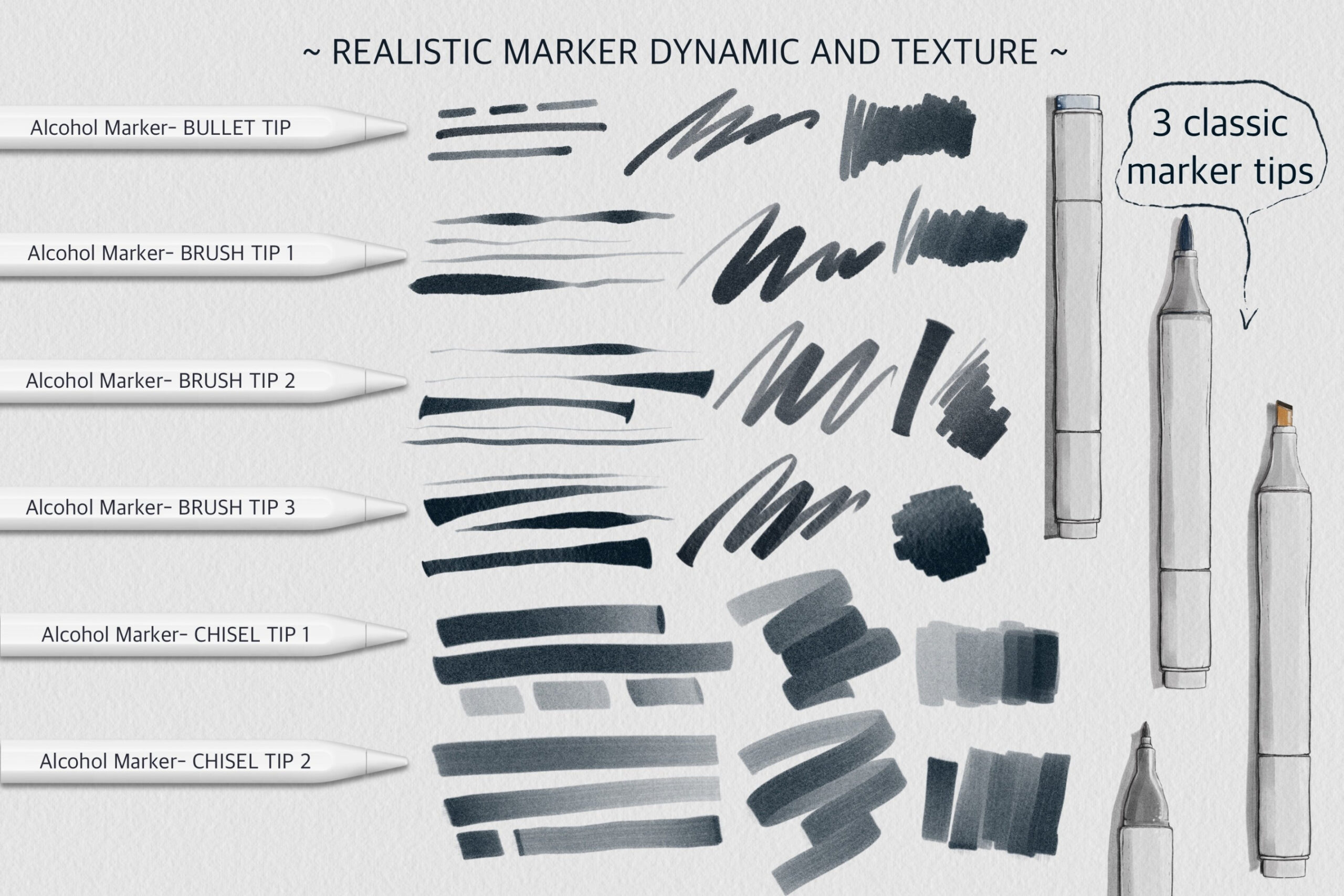 Realistic Alcohol Marker Brushes Procreate