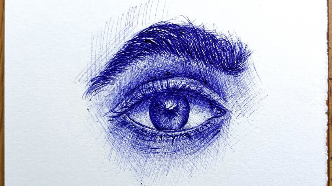 Realistic Eye Sketch using ball pen step by step