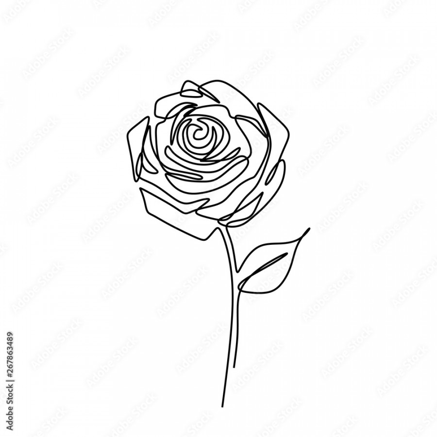 Rose flower one line drawing minimalist design Stock-Vektorgrafik