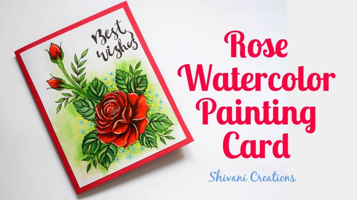 Rose Painting using Water Colors/ How to draw Rose/ Rose Birthday Card