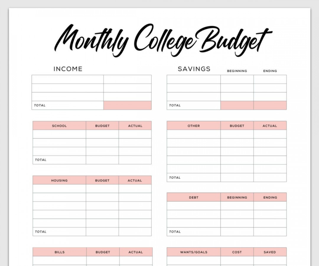 Simple Budget Template for College Students (Free PDF)  Student