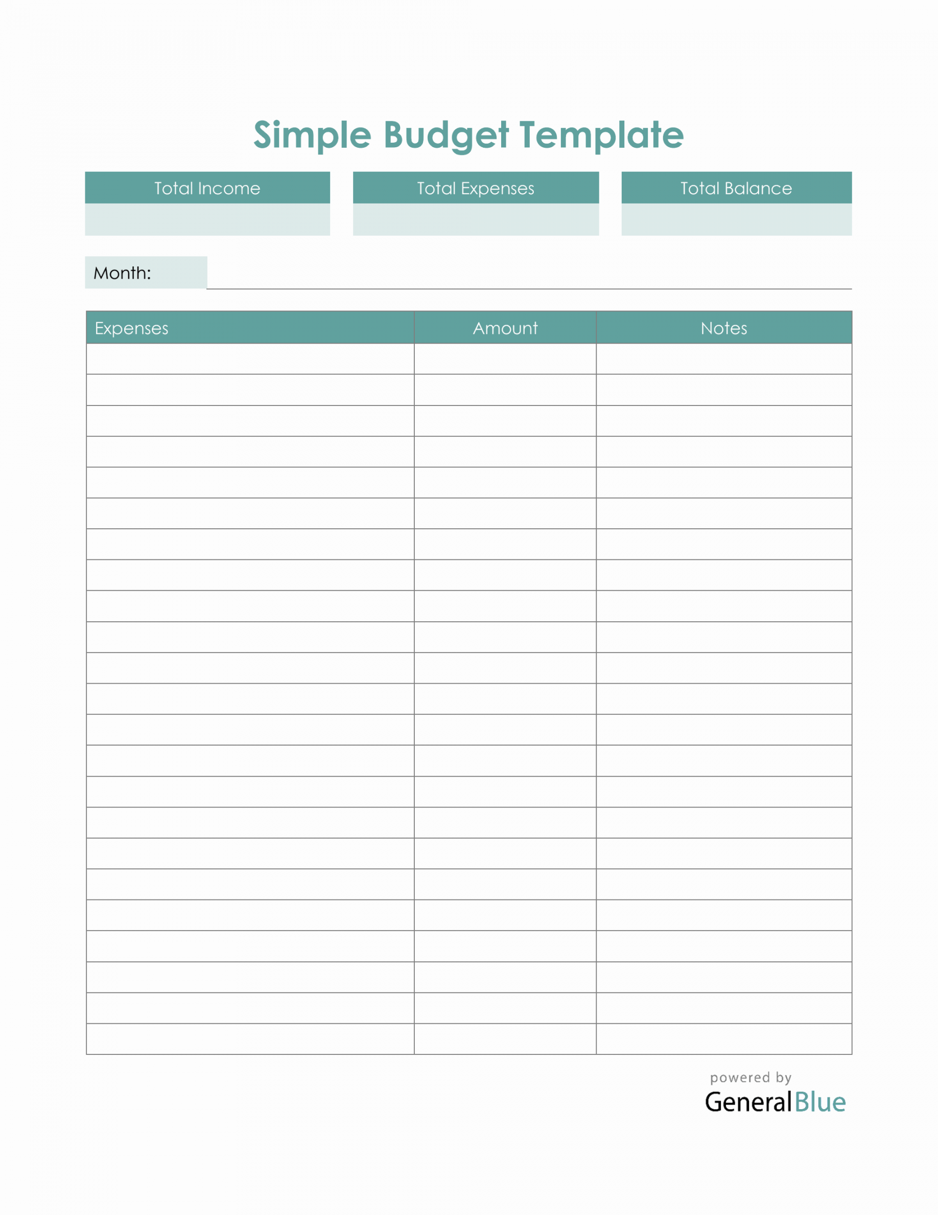 Simple Budget Template in Word