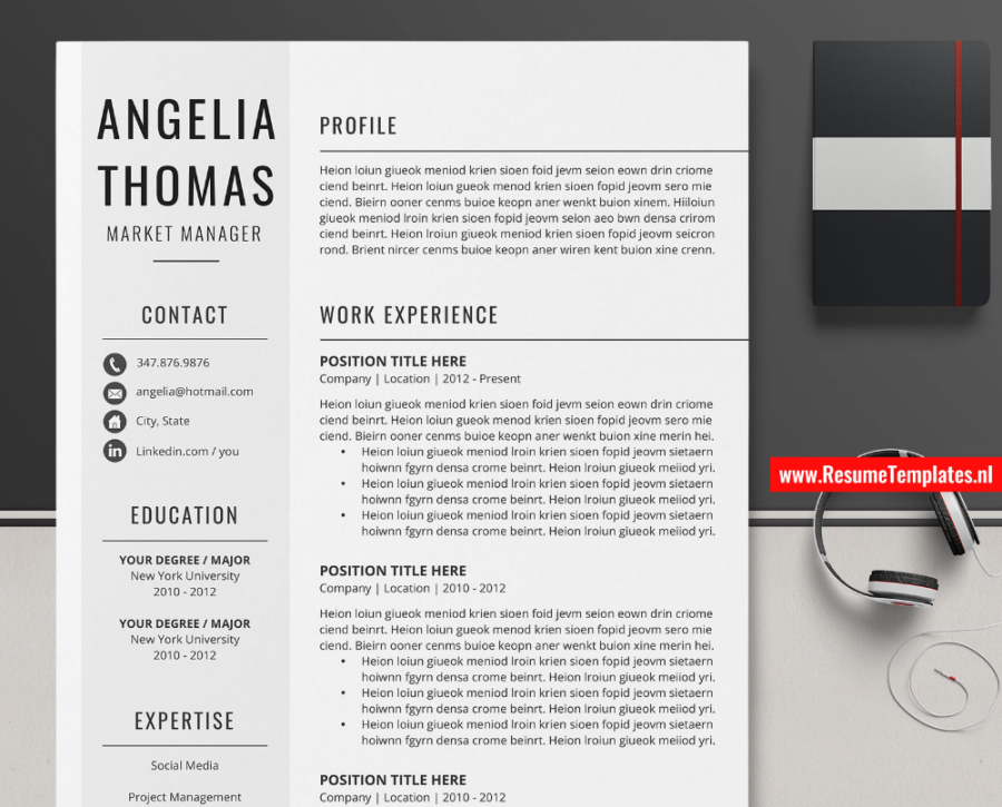 Simple CV Template / Resume Template for Microsoft Word, Clean