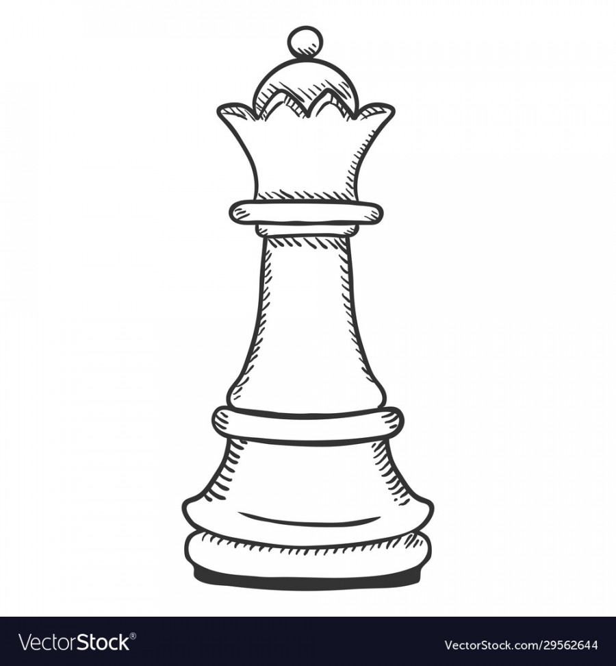 Single sketch - chess queen figure Royalty Free Vector Image