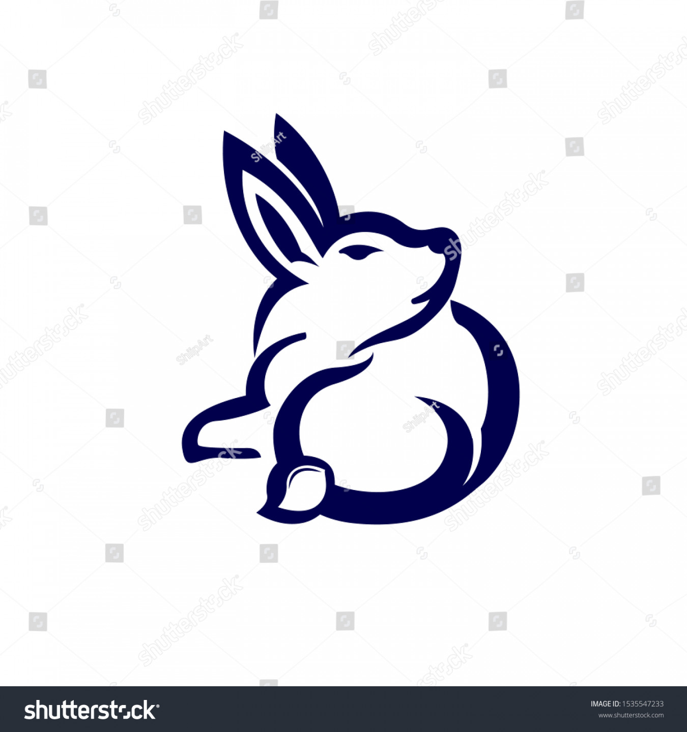 Sit Rabbit Looking Drawing Art Logo Stock Vector (Royalty Free