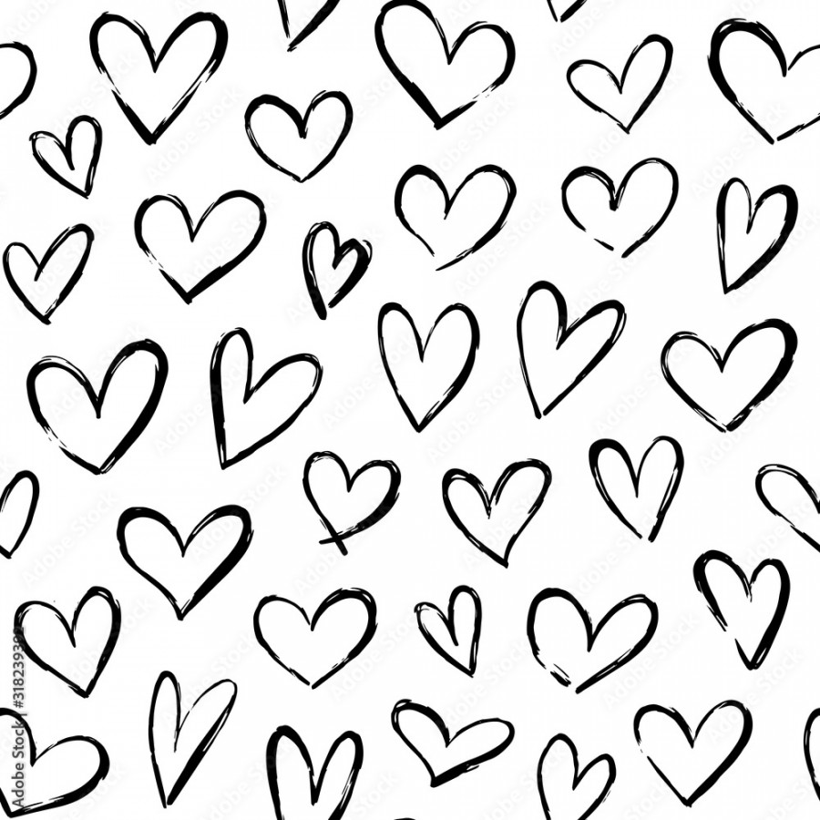 Sketch hearts pattern