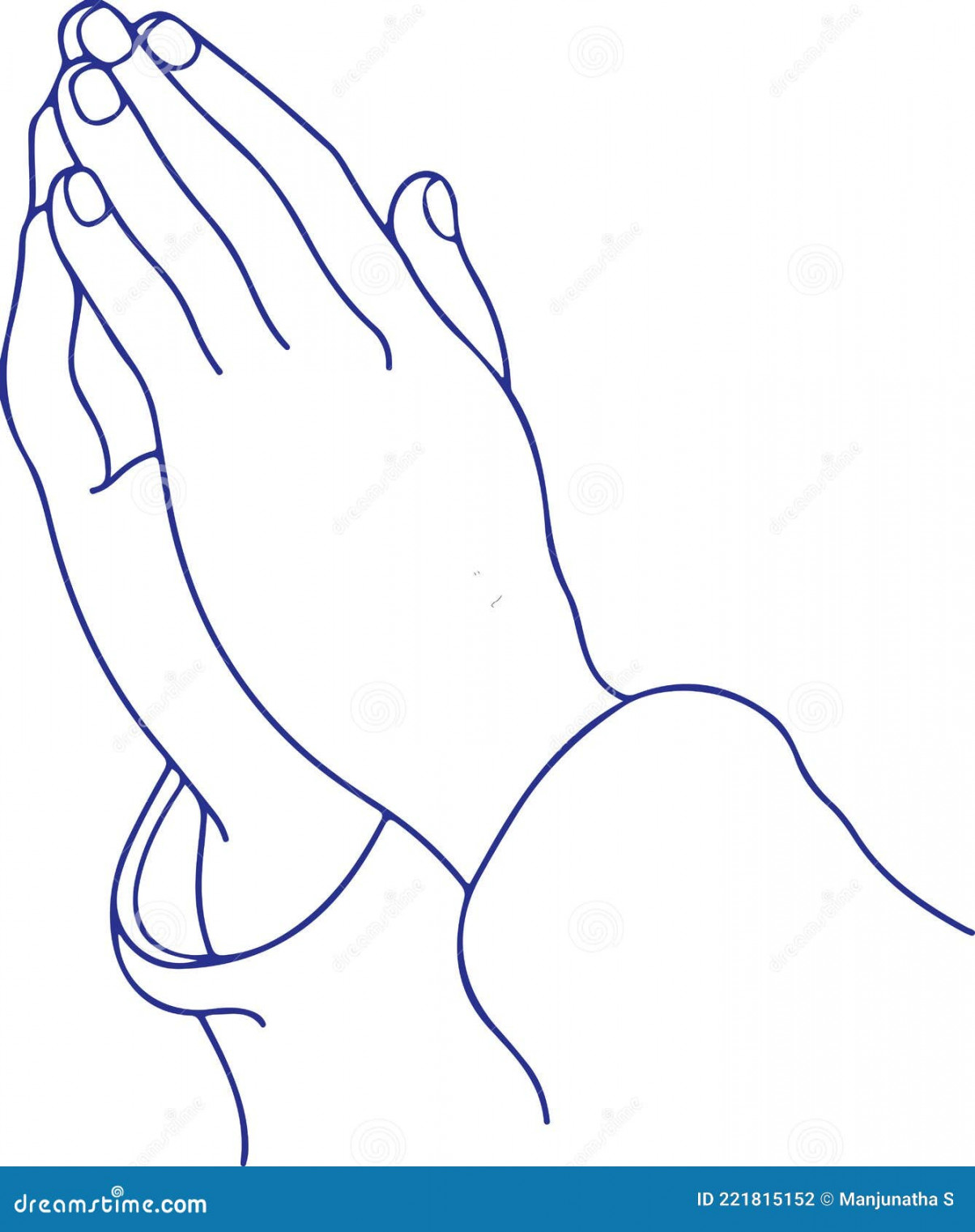 Sketch of Praying or Doing Namaste Hands Outline Editable