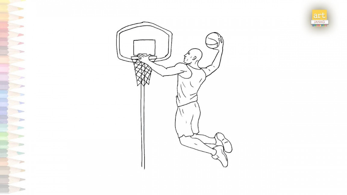 Slam dunk basketball drawing  Basketball player drawings  How to draw  Slam dunk step by step