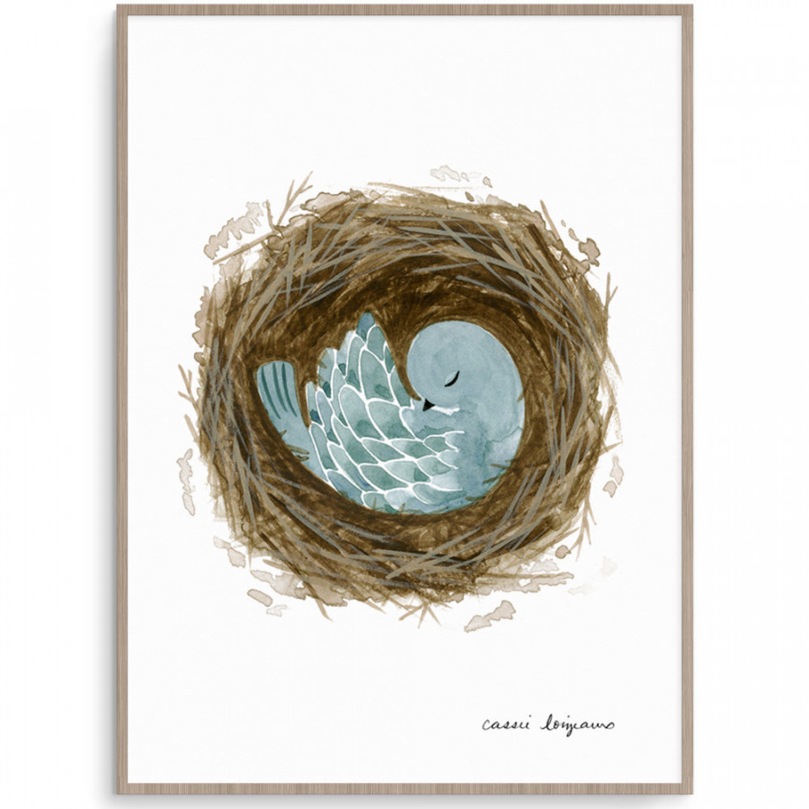 Sleeping Bird Print  Gorgeous Gender Neutral Nursery Art - Fizzy