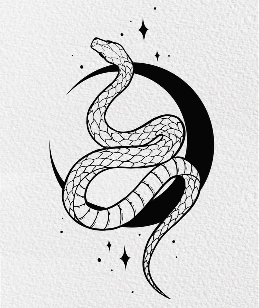 Snake lineart tattoo design 🐍 🌙  Elephant tattoos, Snake tattoo
