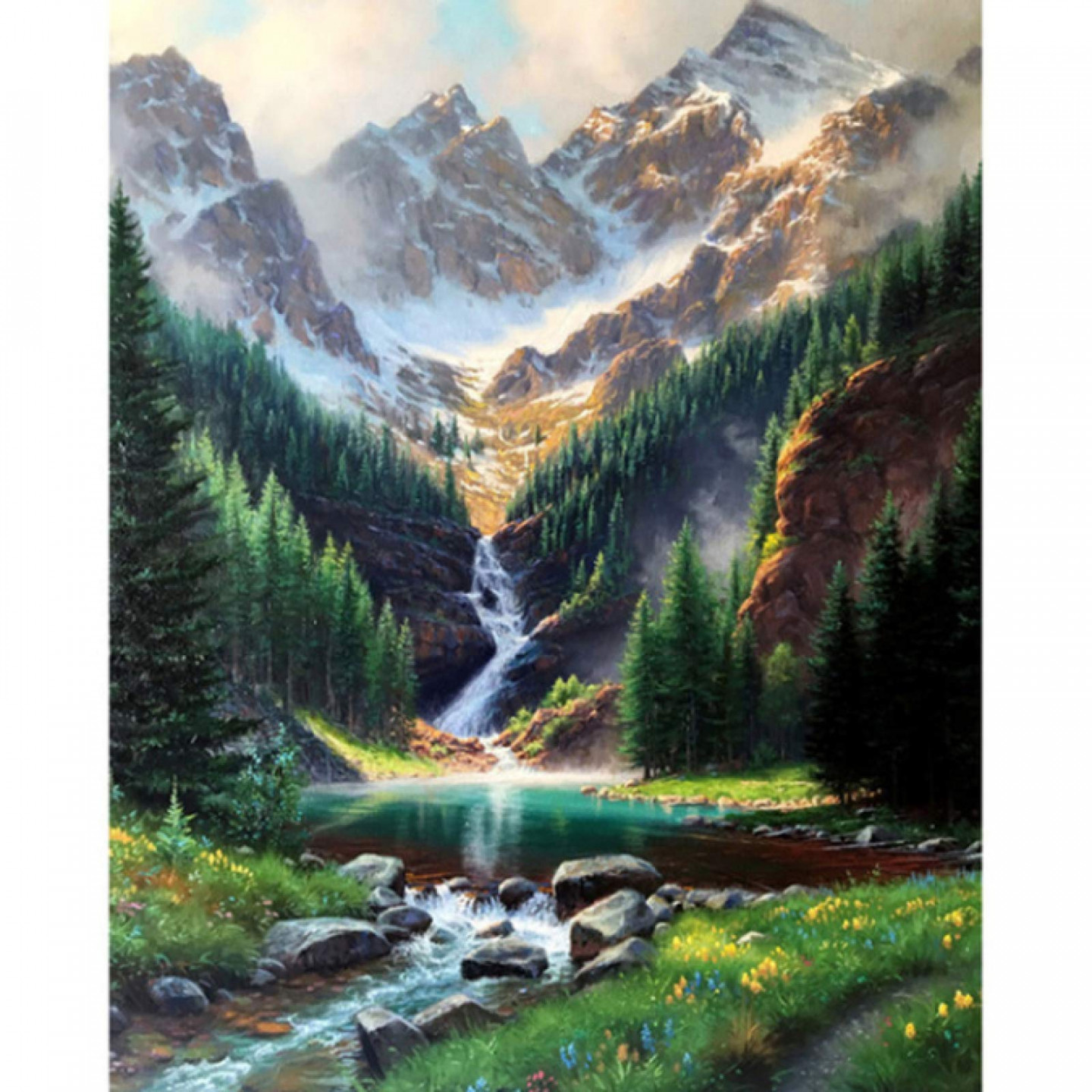 Snow Mountain Scenery Paint by Numbers xcm Framed Oil Painting