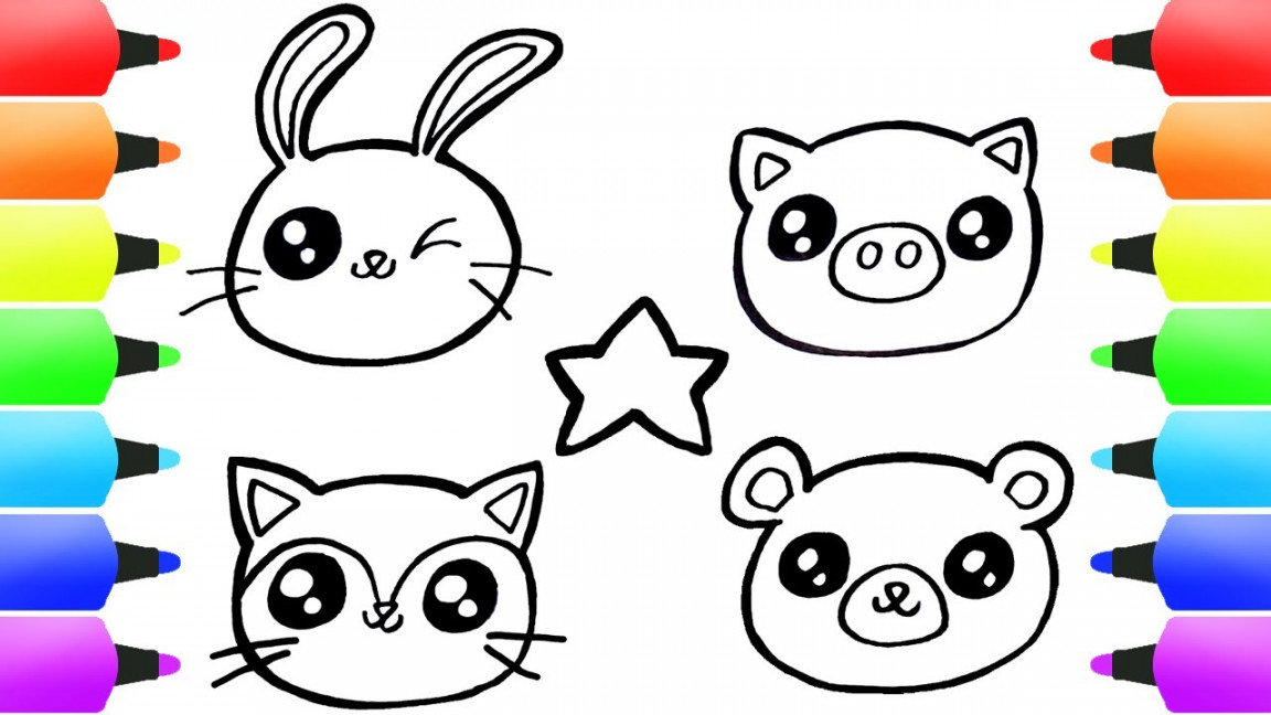 SPARKLY CUTE ANIMALS Drawings for Kids  How To Draw Animals for Kids  (Easy!)