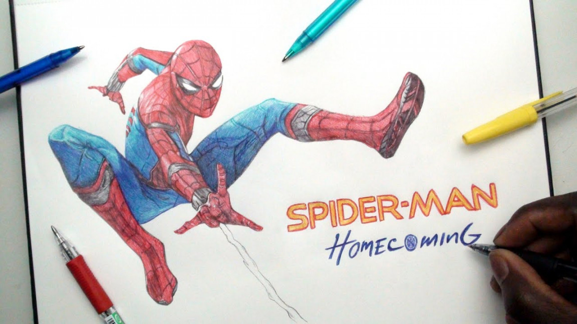 Spider-Man Pen Drawing - HOMECOMING - Marvel - DeMoose Art