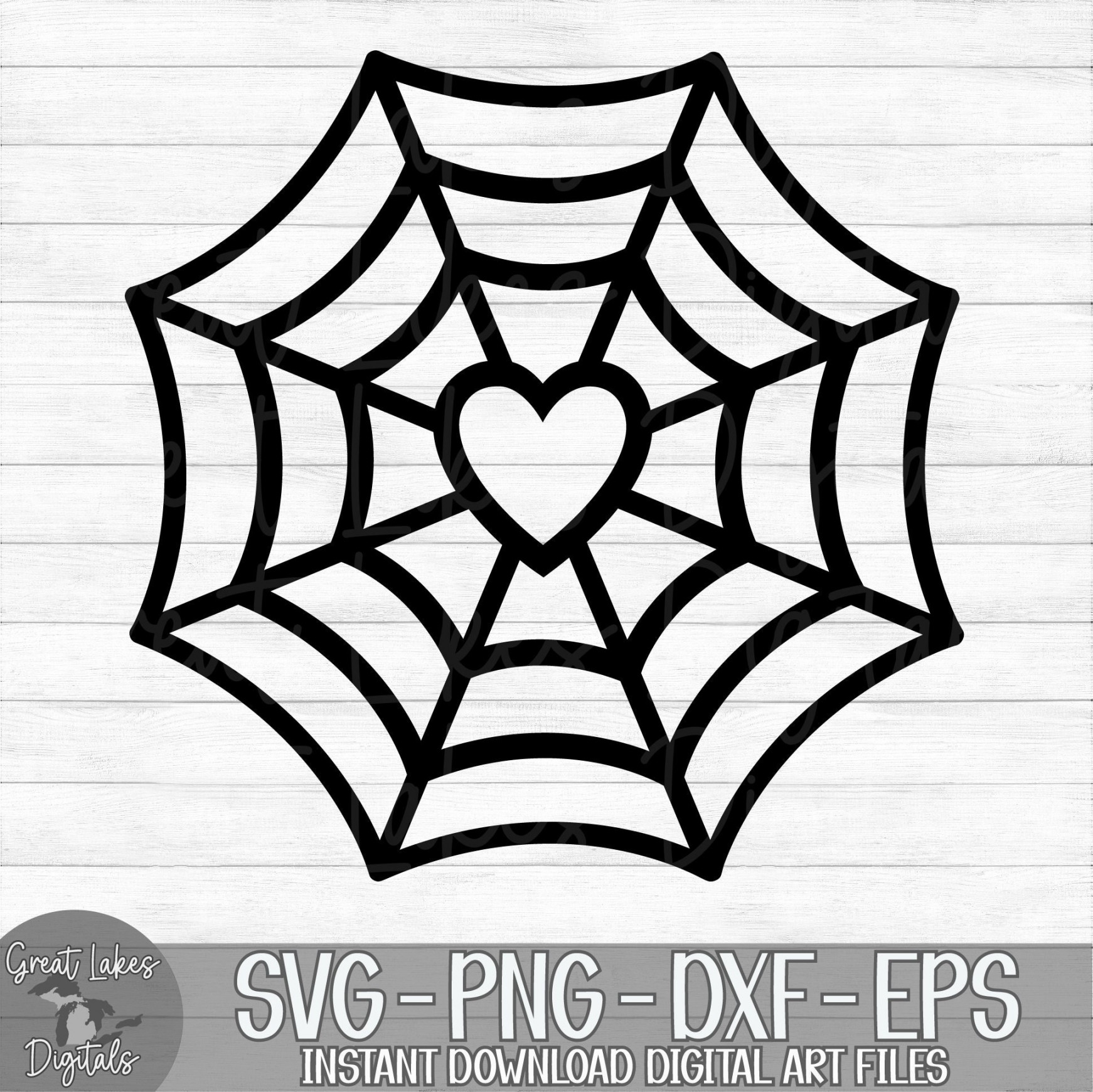 Spiderweb with Heart Instant Digital Download svg, png, dxf, and